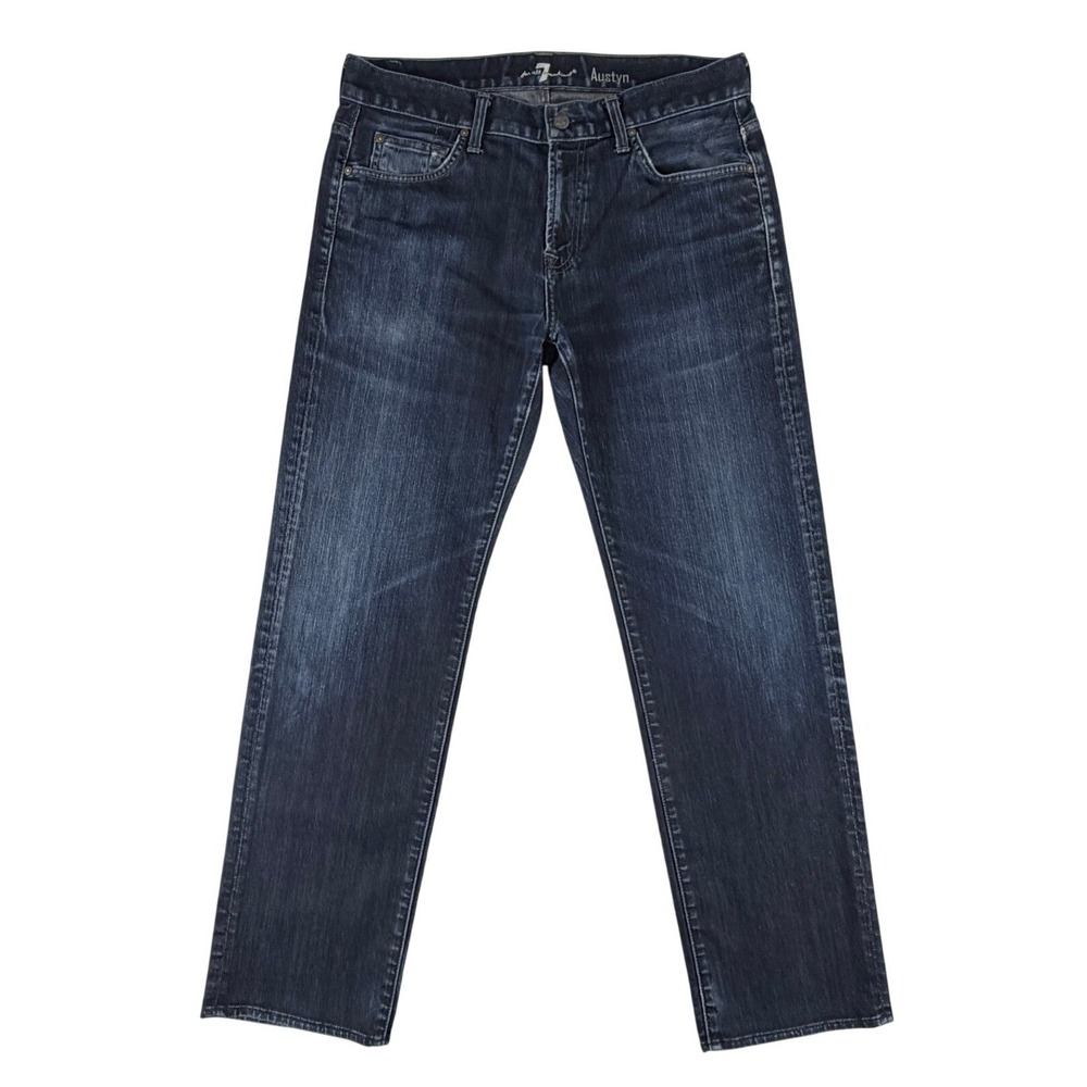 7 For All Mankind Austyn Mens Relaxed Straight Leg Dark Wash Indigo Jeans 33x34